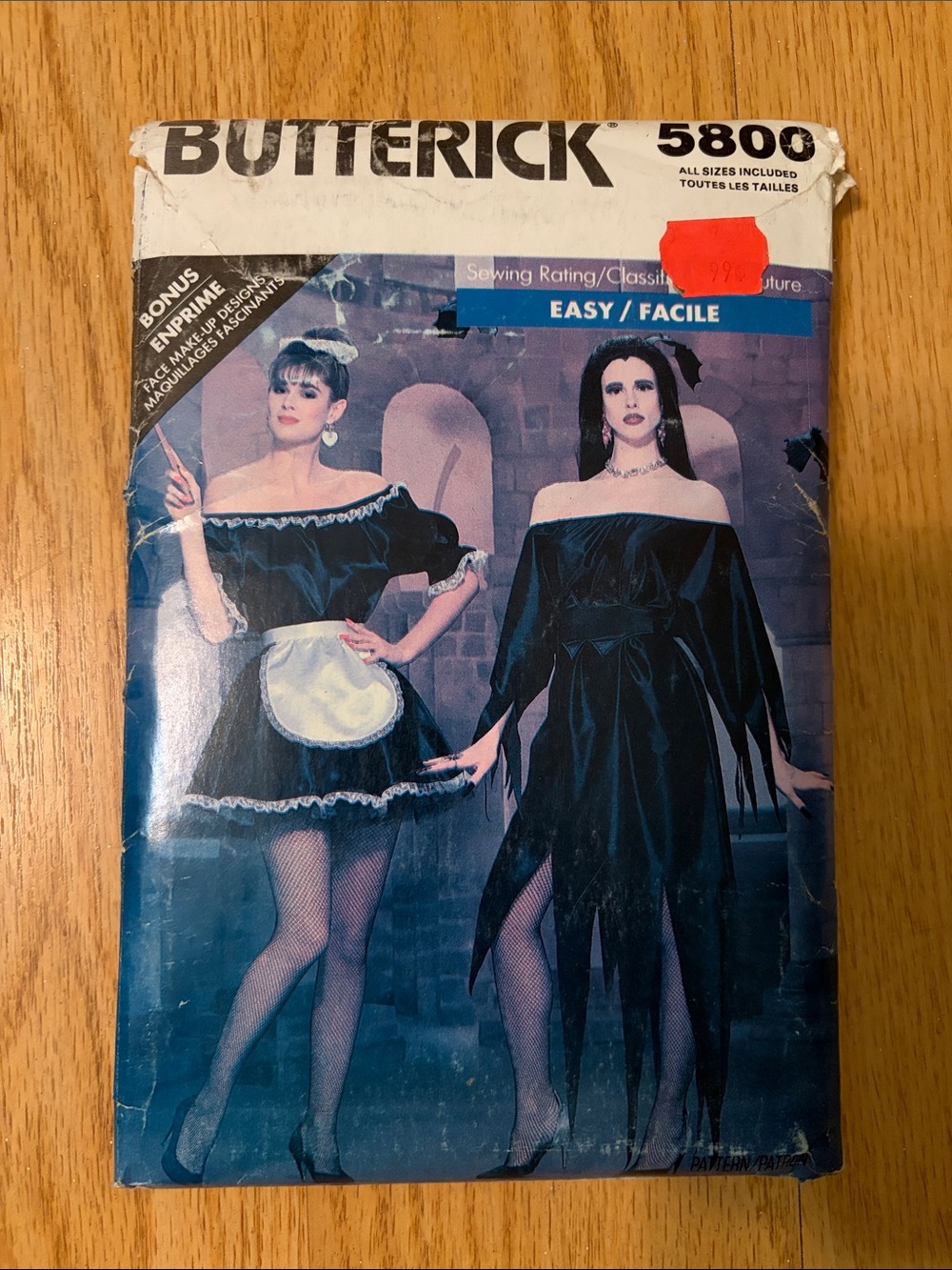 VTG 87 Butterick 5800 Costume Sewing Pattern French Maid Vampire Uncut FF +Bonus